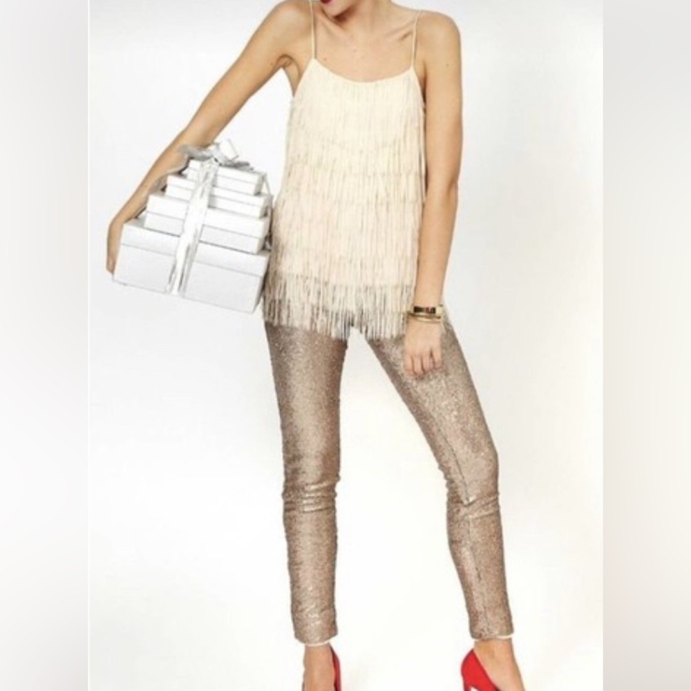 NWT Gold Sequin Legging Pants size M New Year’s Eve